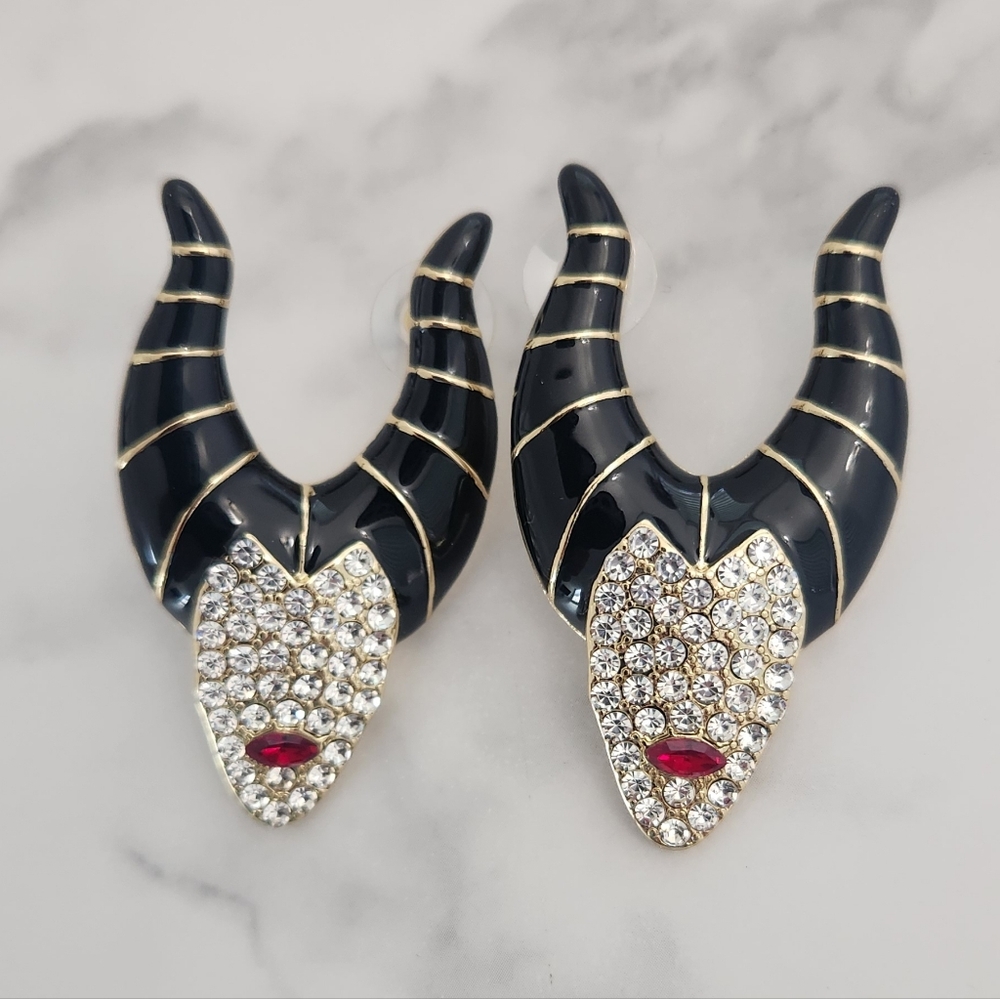 Maleficent Horns Dangle Earrings Disney Villain Bling